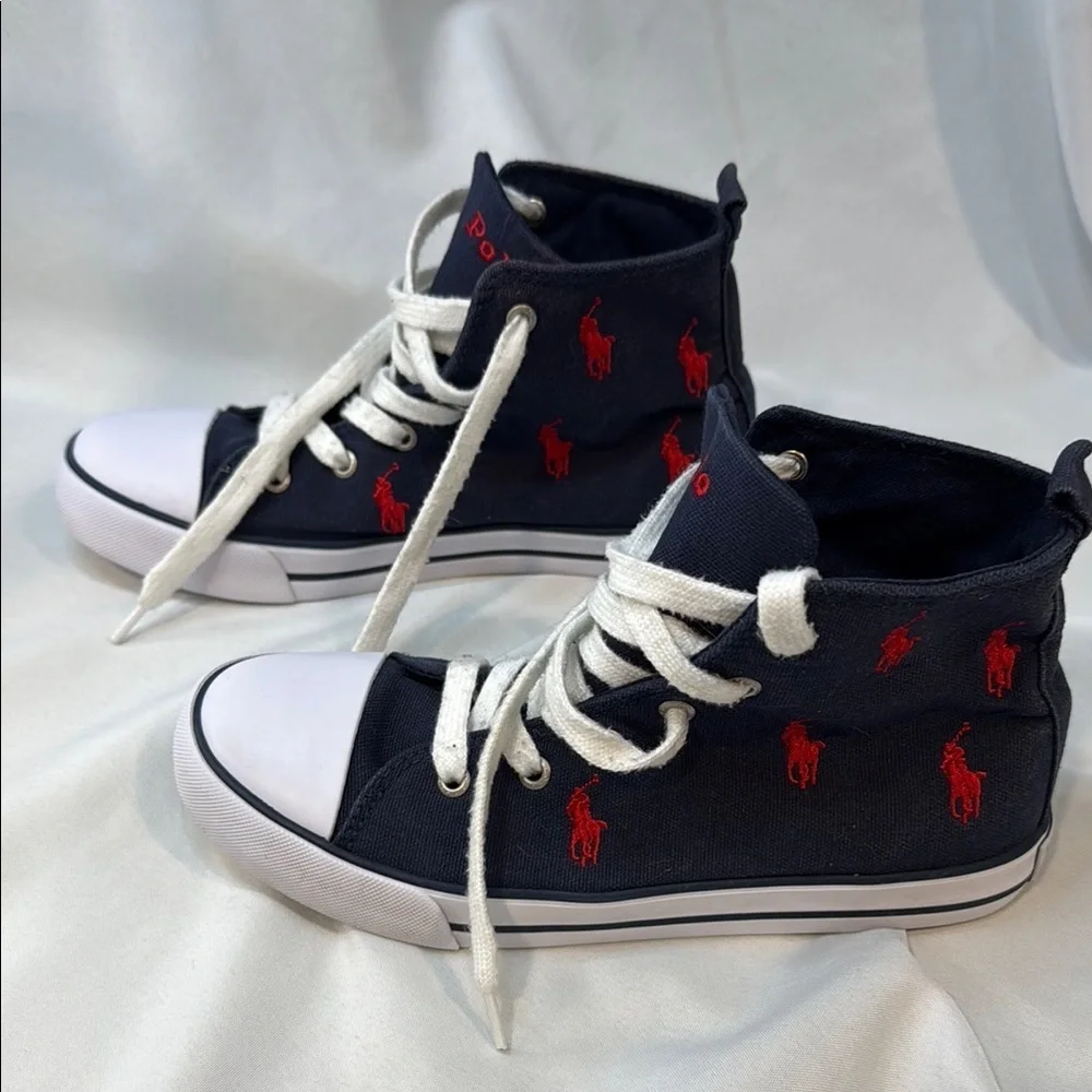 Polo Ralph Lauren Kids' size 3, Navy High-Top Sneakers, pre-owned, ***READ!*** - Picture 9 of 16